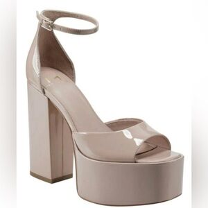 Marc Fisher Della Ankle Strap Patent Leather Platform Sandals in Light Pink- NWT